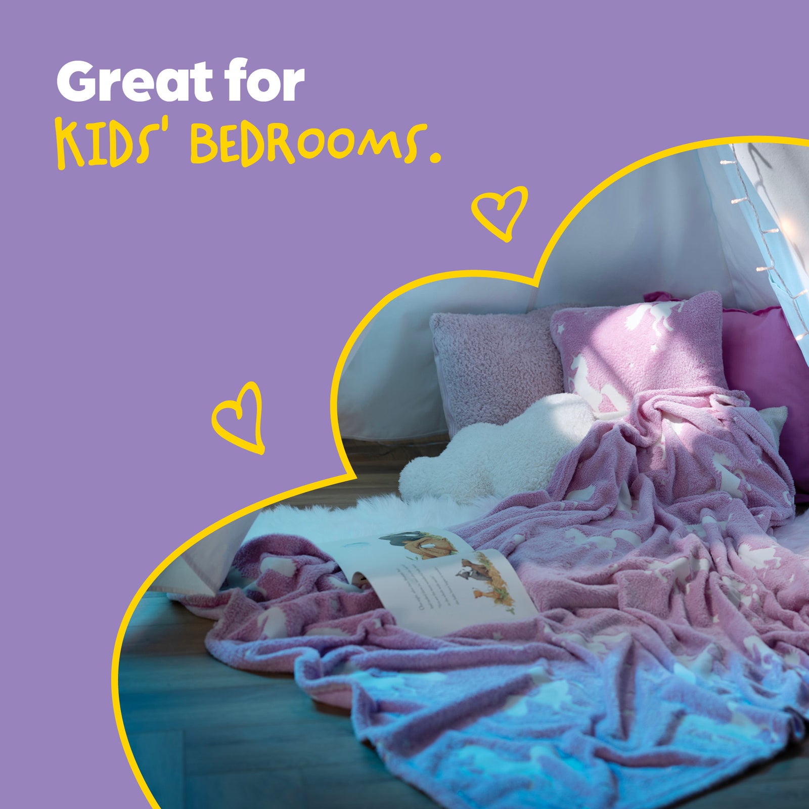 Unicorn Glow In The Dark Blanket - Pink