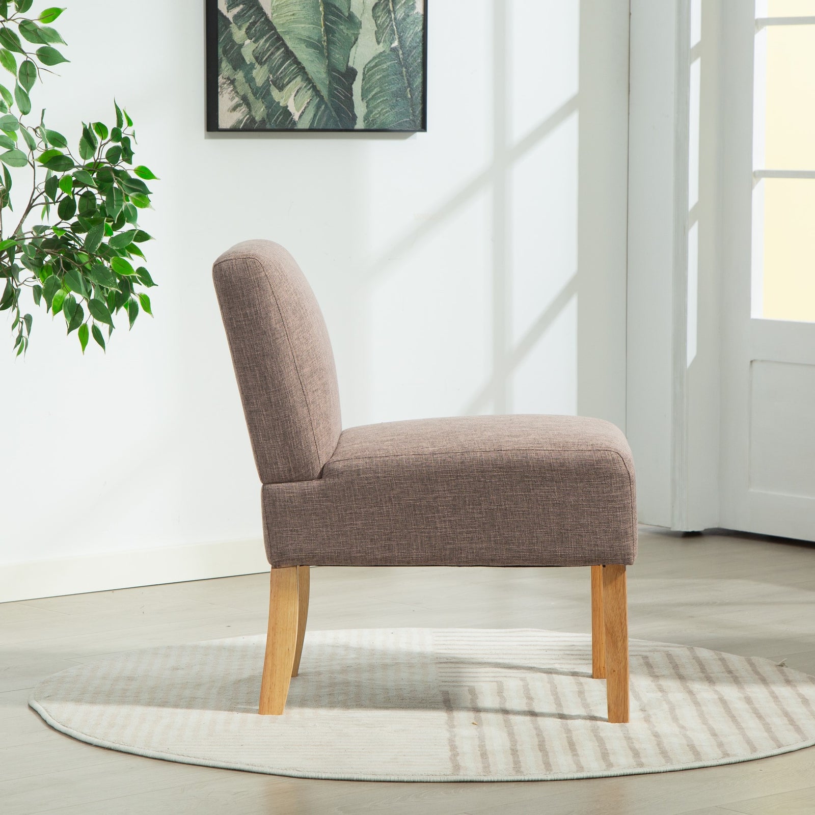 Selina Fabric Armless Accent Chair | Dark Brown