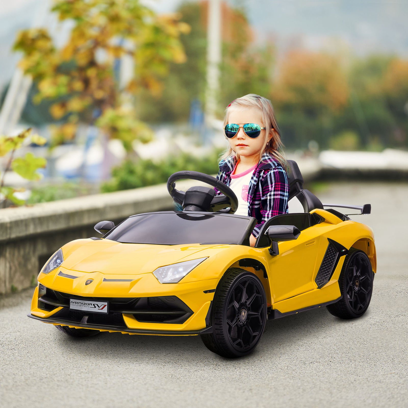 Lamborghini Aventador Licensed 12v Kids Electric Ride On Car | Yellow