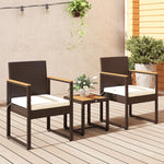 3-piece Rattan Bistro Set With Acacia Wood Table | White