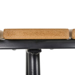 Outsunny Round Outdoor Side Table Adjustable Leg Pads Natural Wood & Black
