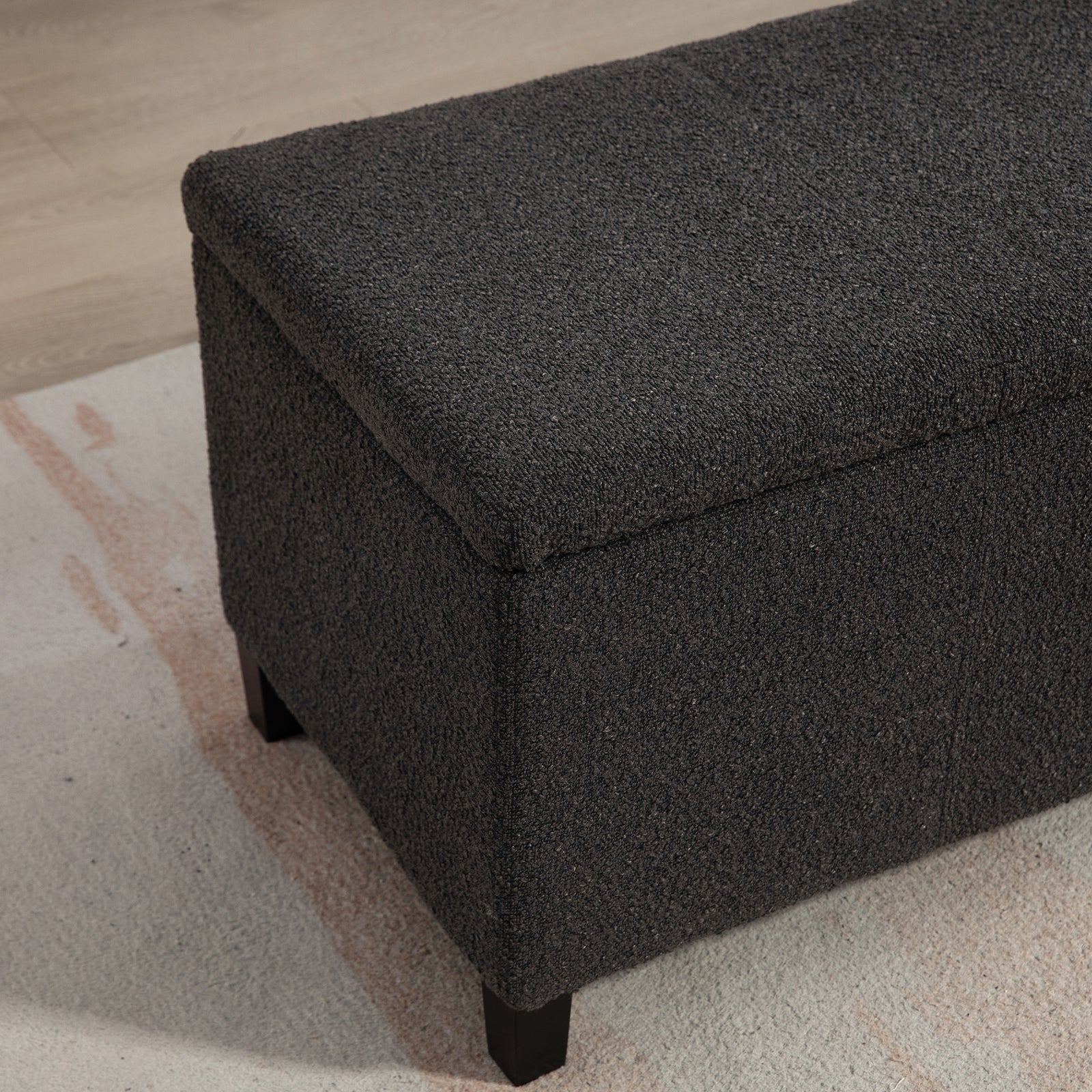 Sherman Boucle Fabric Storage Ottoman - Dark Grey | Dark Gray