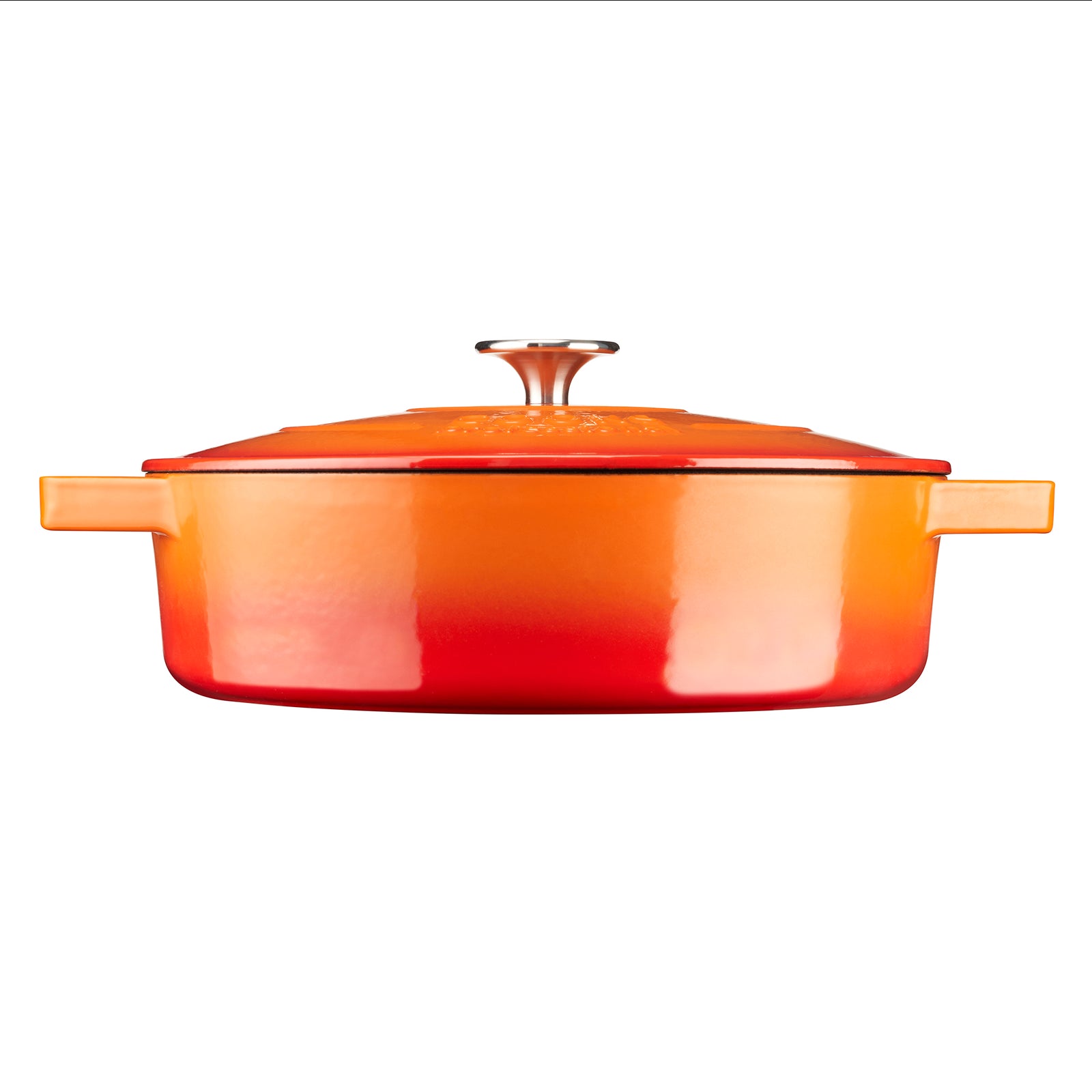 Cast Iron Casserole Set Of 2 26cm & 28cm / 4.3l & 5.8l Dishes Oven Proof Enamelled Cast Iron Pans With Lids | Orange
