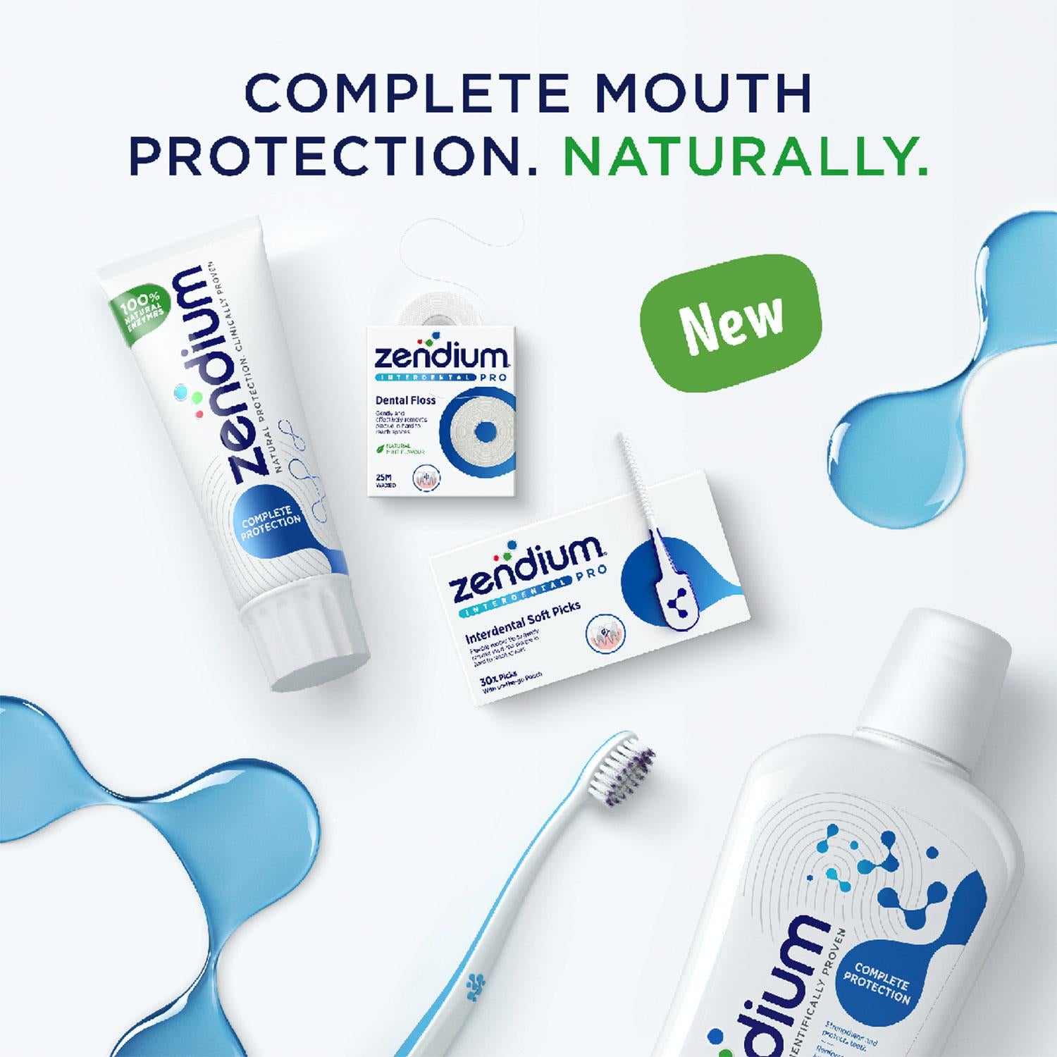 Zendium Dental Floss With Natural Mint Flavour Gentally Removes Plaque, 25m