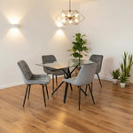 Miami Dining Table With 4 Erica Velvet Chairs | Grey