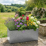 Zinc Galvanised Trough Planter | 75cm x 32cm x 32cm | Silver Black