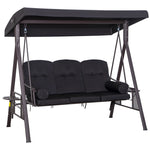 Outdoor 3 Seat Garden Swing Chair Steel Swing Hammock Bench | Black