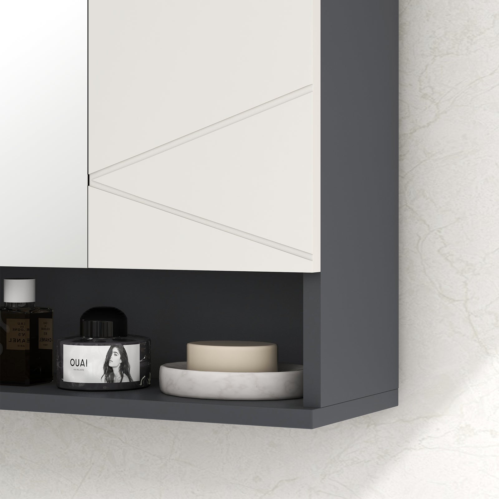 Wall Mounted Bathroom Storage Cupboard W/ Mirror And Shelf