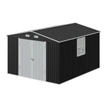 10x12ft Large Metal Storage Shed With Lockable Double Doors, 2 Windows, 4 Vents – Spacious Outdoor Tool Shed