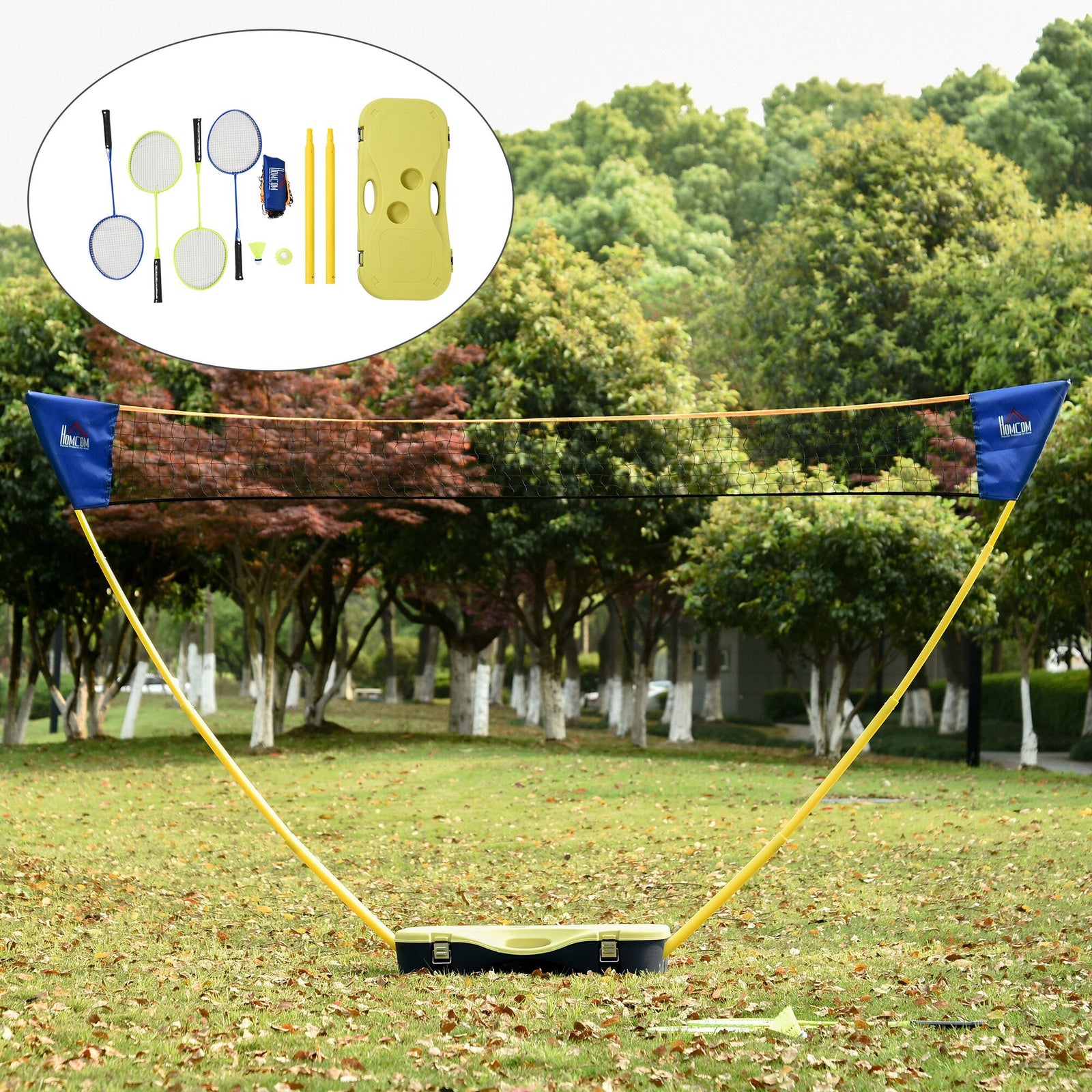 Foldable Badminton Net And Rackets Set | Yellow