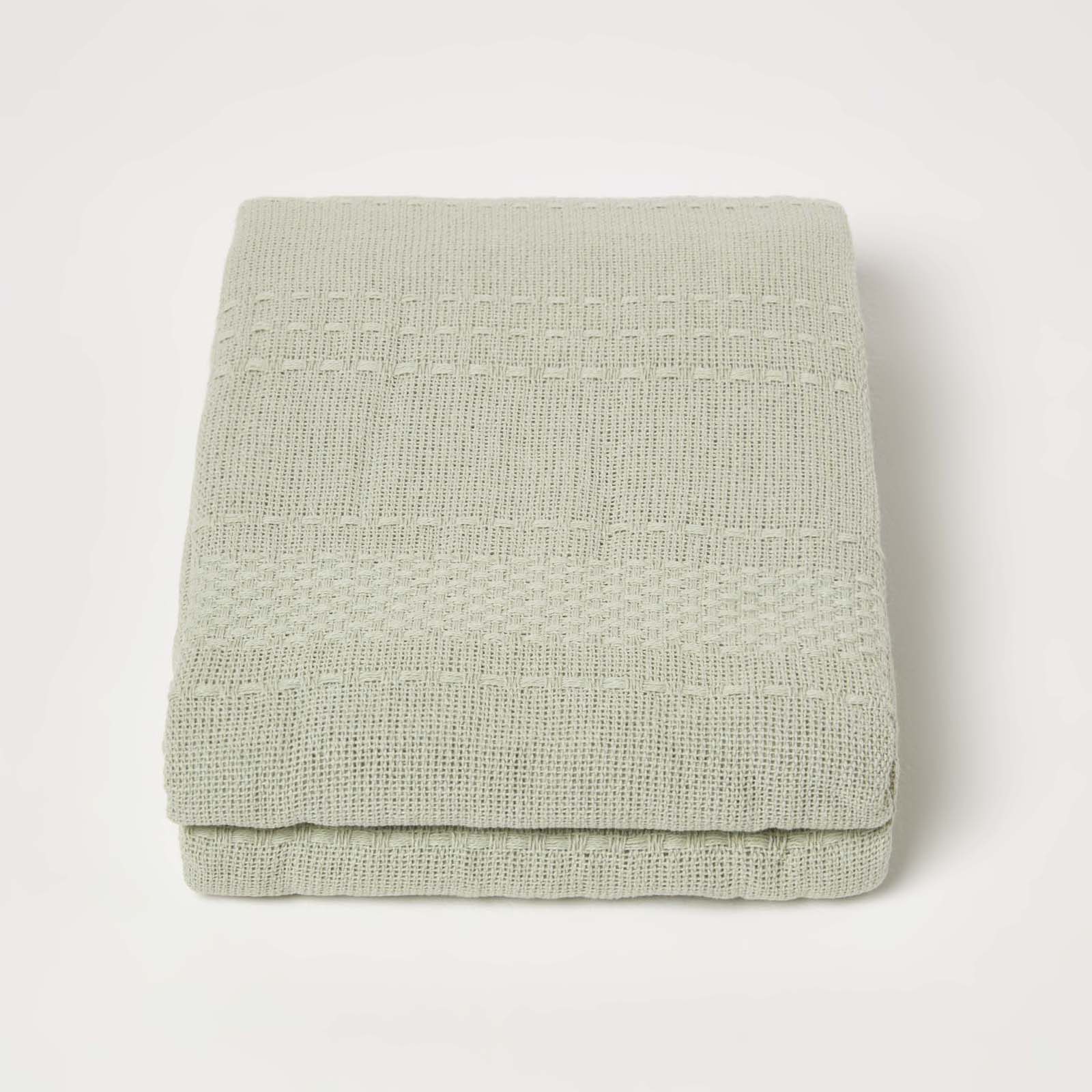 Kashi Cotton Throw With Tassels | 225cm x 255cm | Sage Green