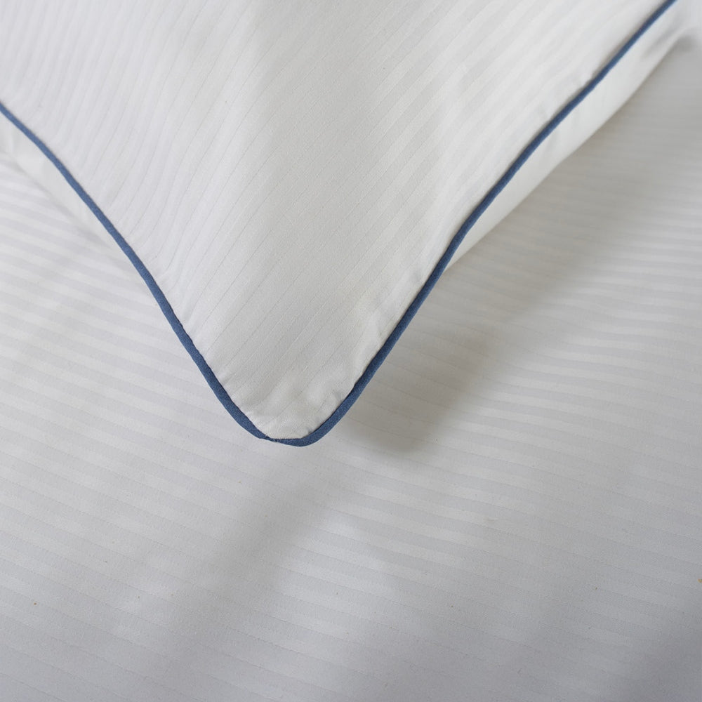 Ridgeway 240 Thread Count 100% Cotton White Duvet Cover Set,  Sateen Stripe With Piped Detailing | Double | White