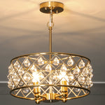 HOMCOM Ceiling Light With Adjustable Height, Modern Crystal Chandelier