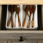 Sideboard Buffet Cabinet With Rubber Wood Top And Drawers | Grey