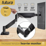 Single & Dual Monitor Arm Desk Mount Gas Spring Bracket 13-32 Inch Screens, Adjustable Stand, Full Motion Tilt Swivel Rotation | Dual Monitor Arm | Black