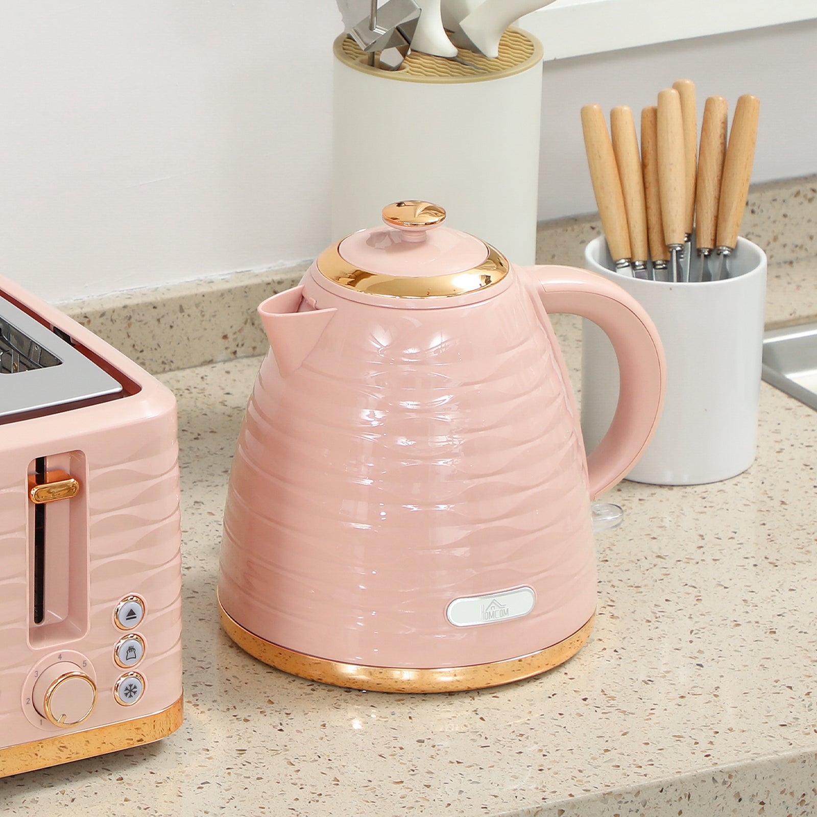 Kettle & 4 Slice Toaster Set | Pink