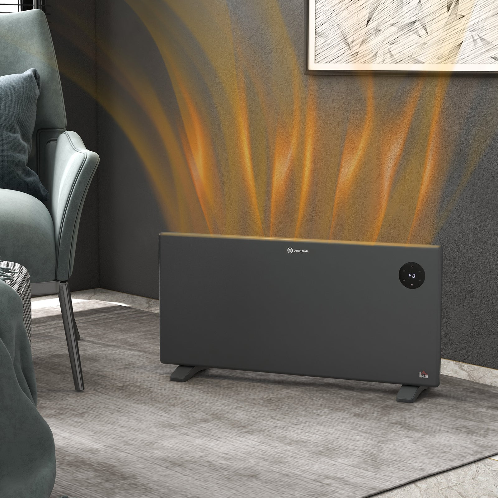 2000w Electric Convector Heater Quiet With Led Display | One Size | Gray