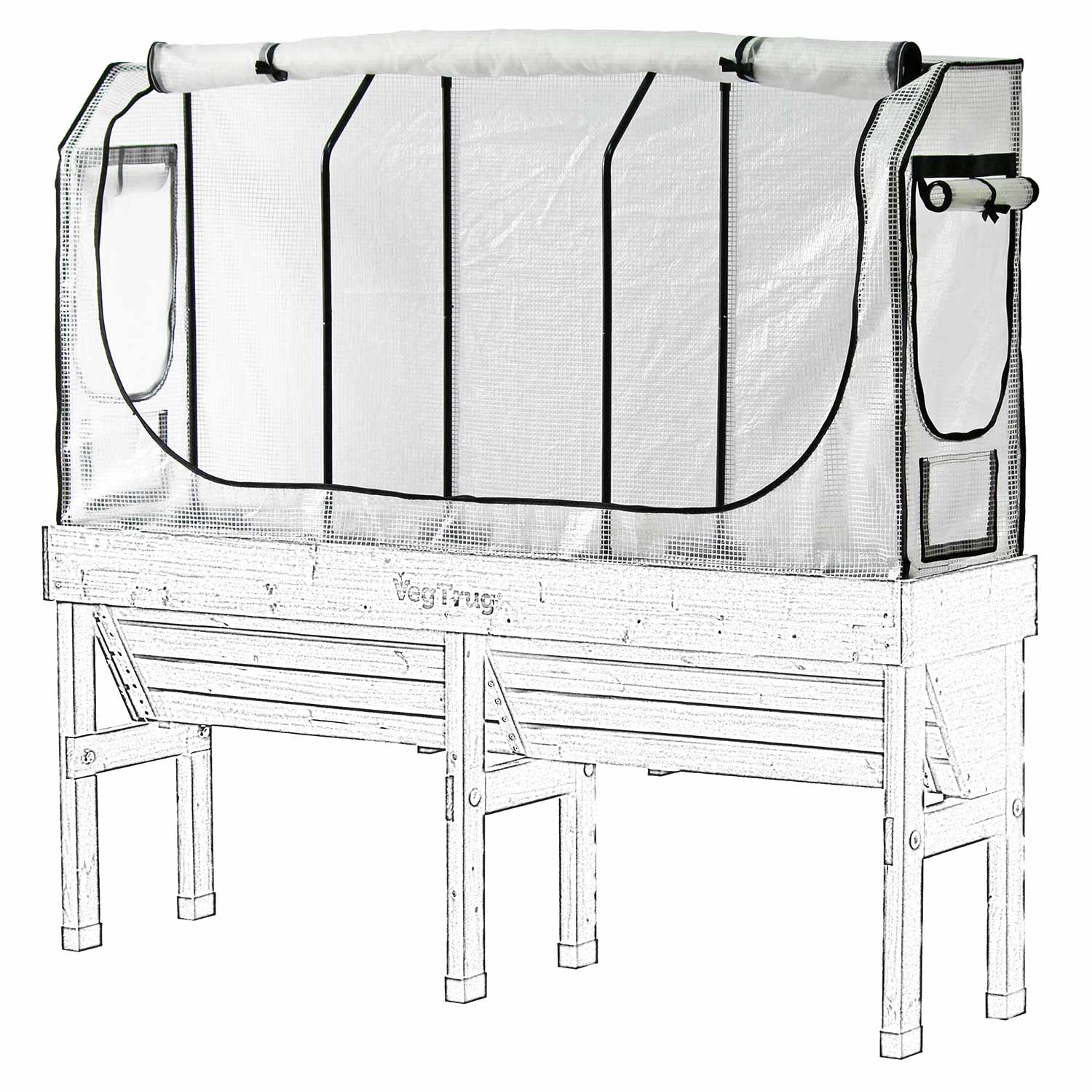 Medium Wall Hugger Greenhouse Frame & Multi-cover Set | White
