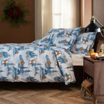 Snowy Bear Cotton Printed Duvet Cover Set | King | Blue
