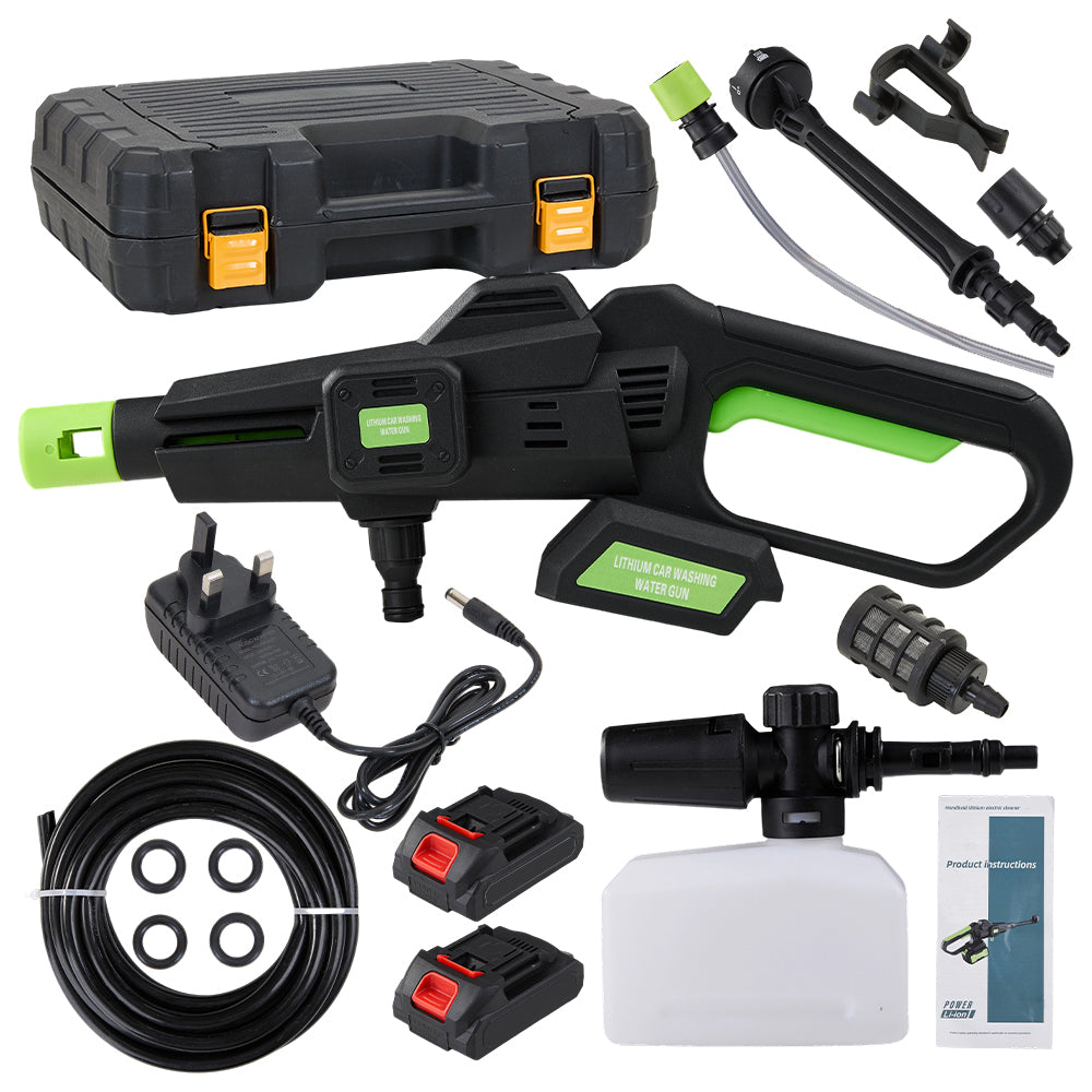 21v Cordless Portable Pressure Washer 12 Bar Handheld Power Cleaner, 3-speed Water Flow Control, Dual Batteries, 5m Hose, 6 Spray Modes And Foam Cannon For Cars