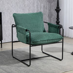 Upholstered Reading Chair With Side Pockets And Steel Frame | One Size | Green