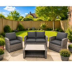 Wilmslow 4-seater Rattan Sofa Lounge Set For Outdoor Comfort | Grey