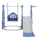 3-in-1 Toddler Slide And Swing Set With Basketball Hoop Indoor Outdoor Climber Playset For Kids Ages 1-3