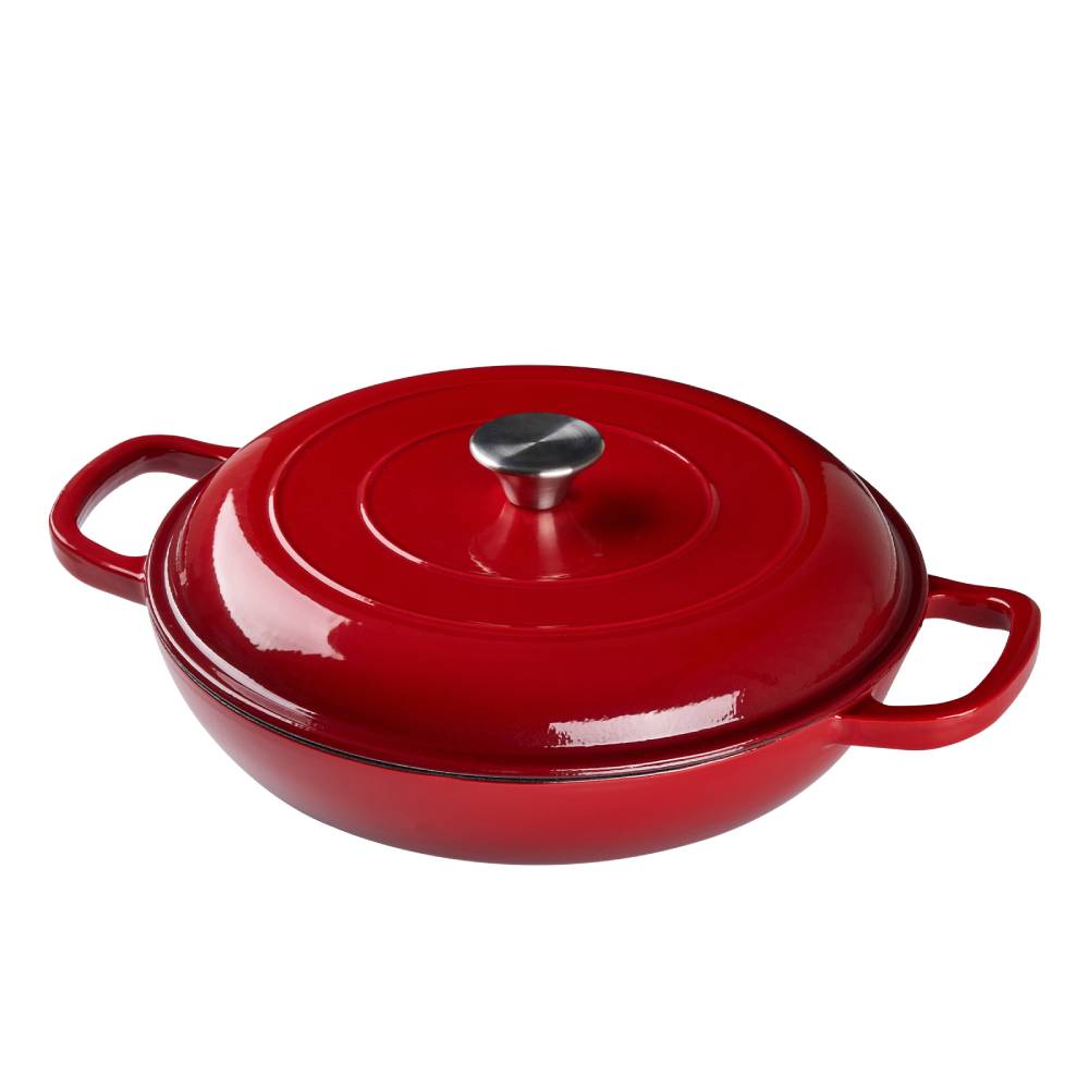 3.2l Enameled Cast Iron Dutch Oven Pot With Lid | Red