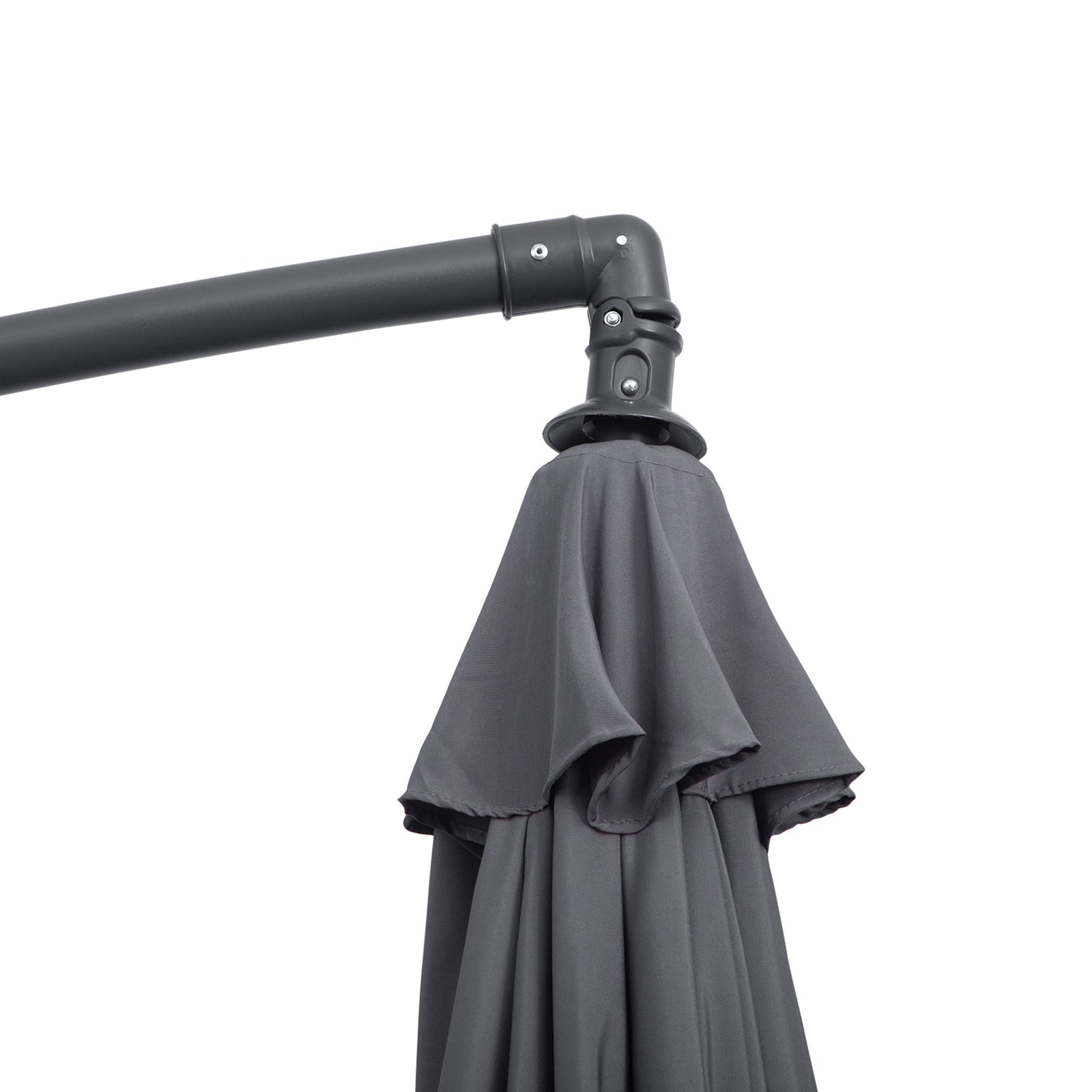 3(m) Cantilever Parasol Banana Umbrella w/ Crank, Cross Base | Grey