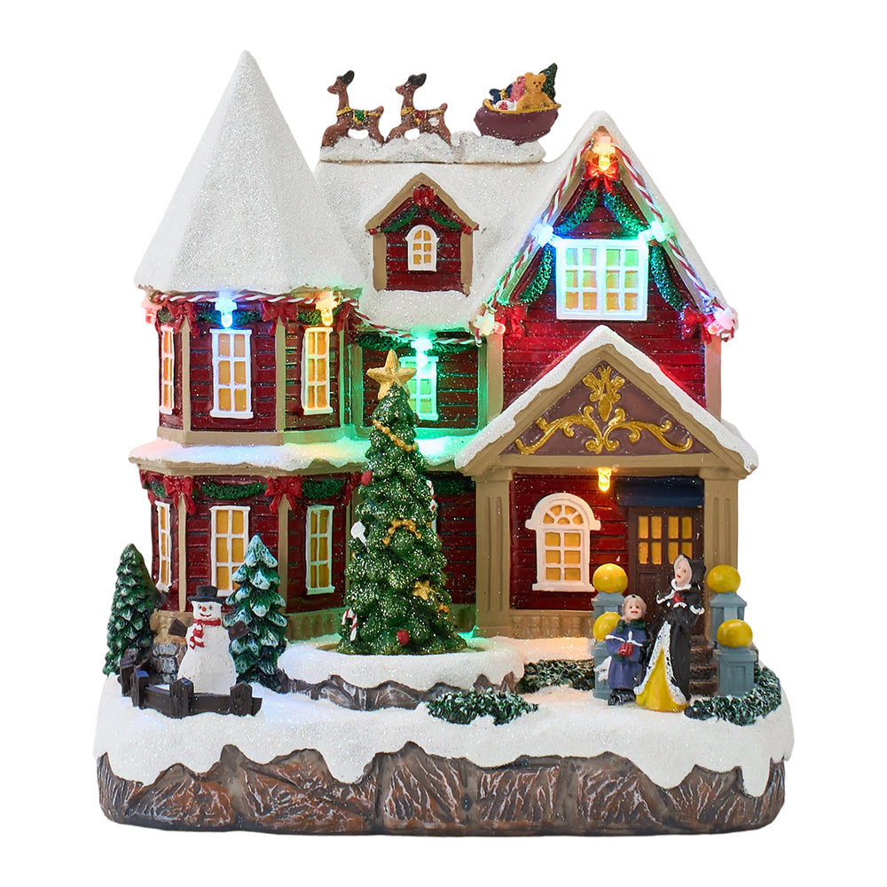 Christmas Xmas House Music Box Ornaments With Lights