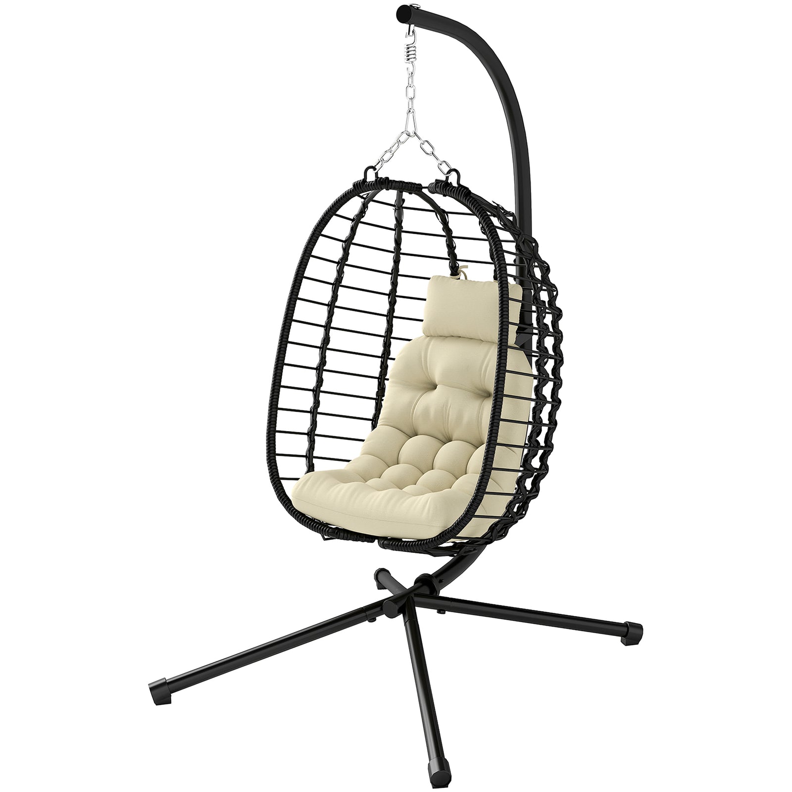 Rattan Egg Chair, Adjustable | Cream