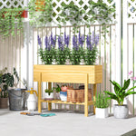 Wooden Raised Bed W/ Bed Liner, Storage Shelf | Natural