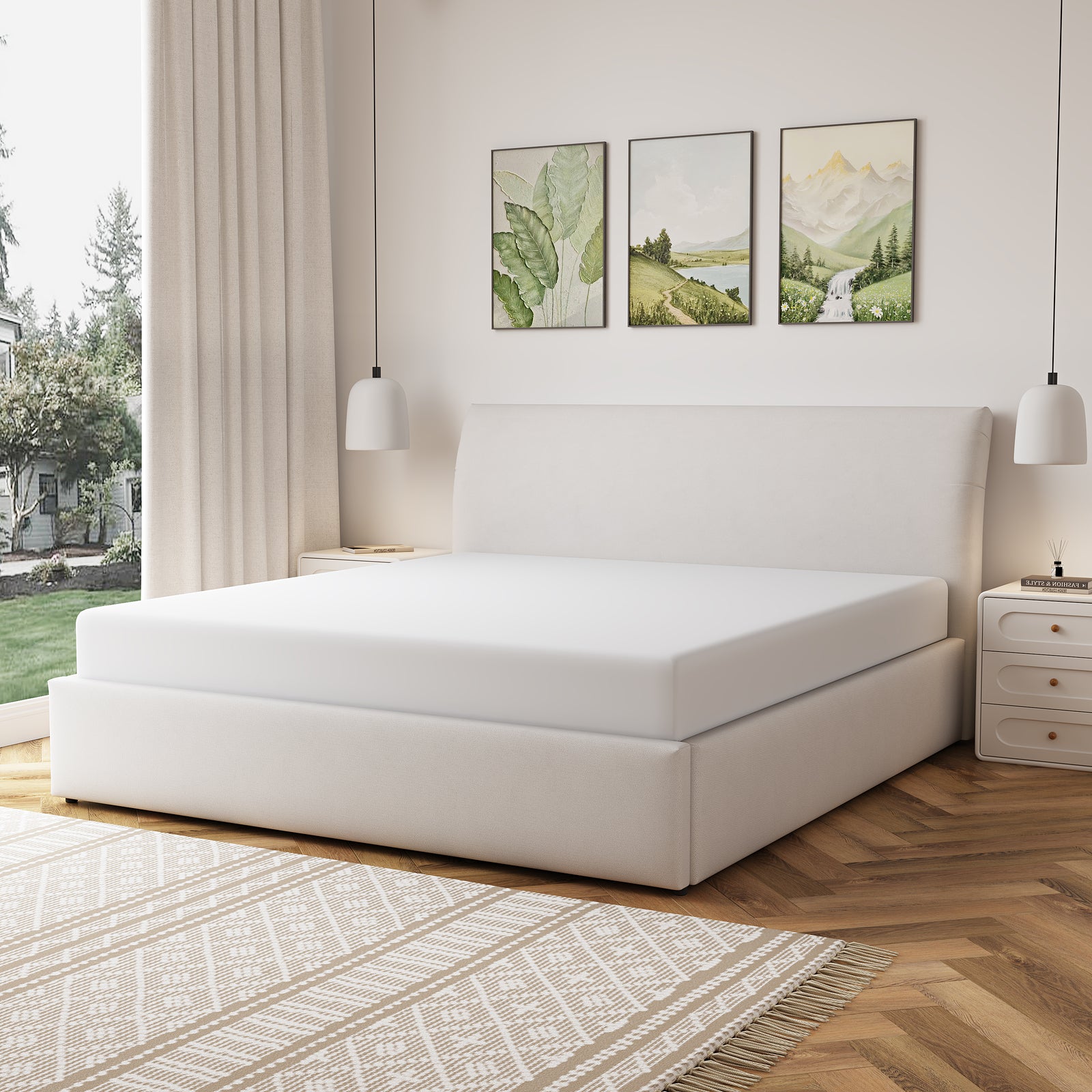 Bethany Fabric Ottoman Bed Frame | Super King | Beige