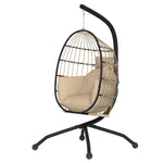 Egg Chair Outdoor Indoor Garden Swing Chair, Folding Basket | Khaki