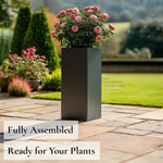 Zinc Galvanised Tall Square Planter | 32cm x 32cm x 75cm