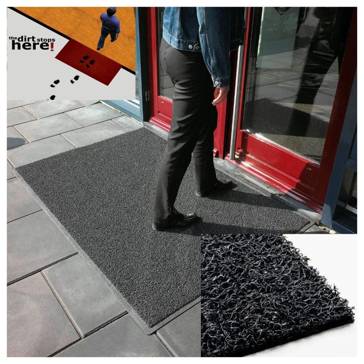 Heart Outdoor Embossed Doormat With Open Back | Medium | Grey