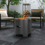 Fire Pit, Round Metal Bonfire Stove W/ Poker