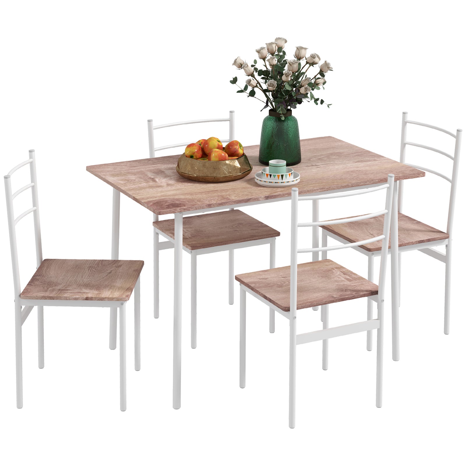 5 Piece Dining Table And Chairs Set, Space Saving Table | White
