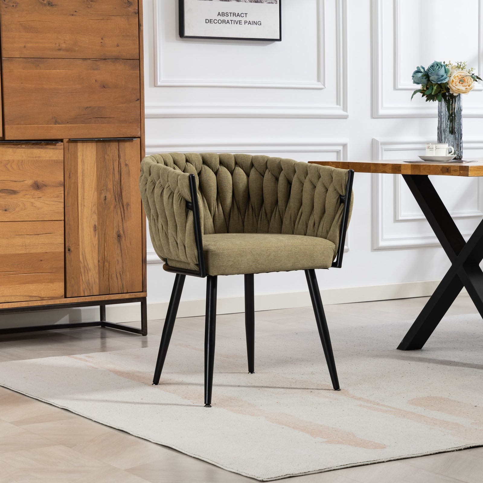 Aneta Fabric Accent Chairs - Set Of 2 | Sage Green