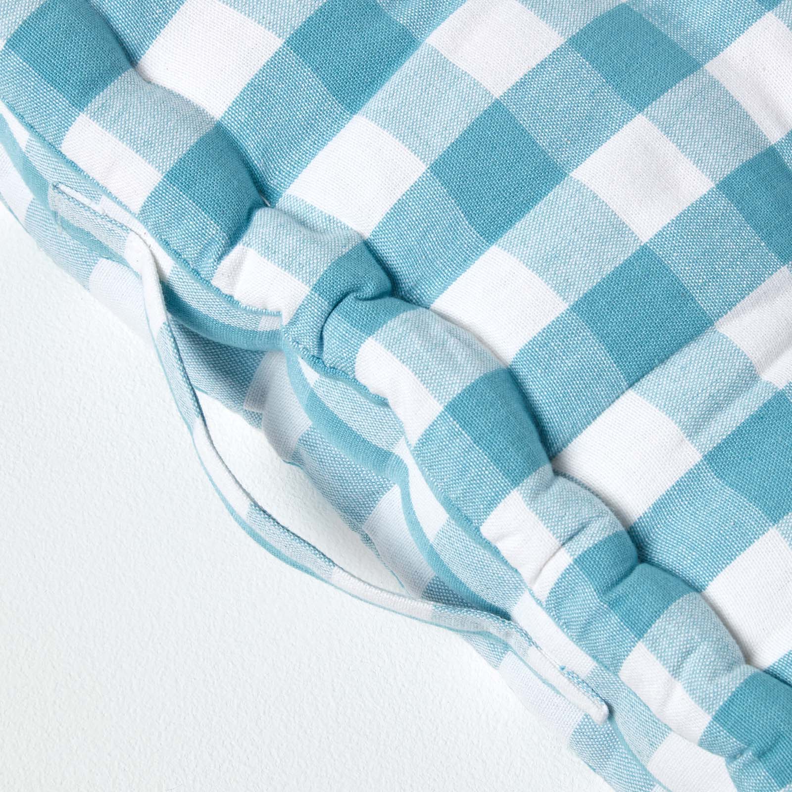 Block Check Cotton Gingham Floor Cushion | 50cm x 50cm | Blue