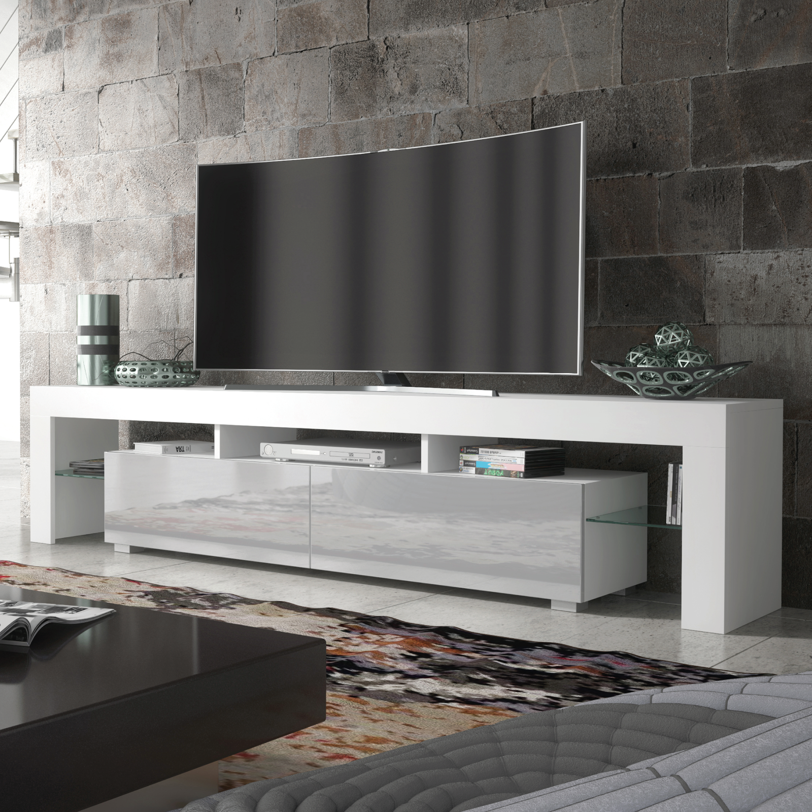 Nova Tv Unit 200cm With Led Lights | Grey