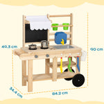 AIYAPLAY Mud Kitchen With Real Water Faucet Natural Wood