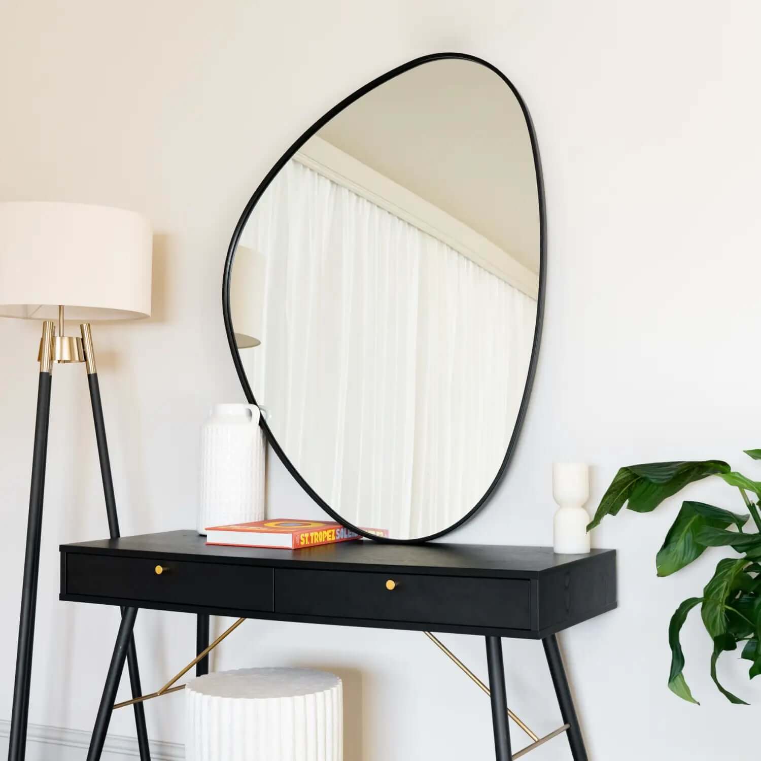 Izumi - Metal Irregular Pebble Mirror | 120cm x 90cm | Black