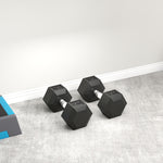 Rubber Hex Dumbbell Portable Hand Weights Home Gym | 35kg | Black