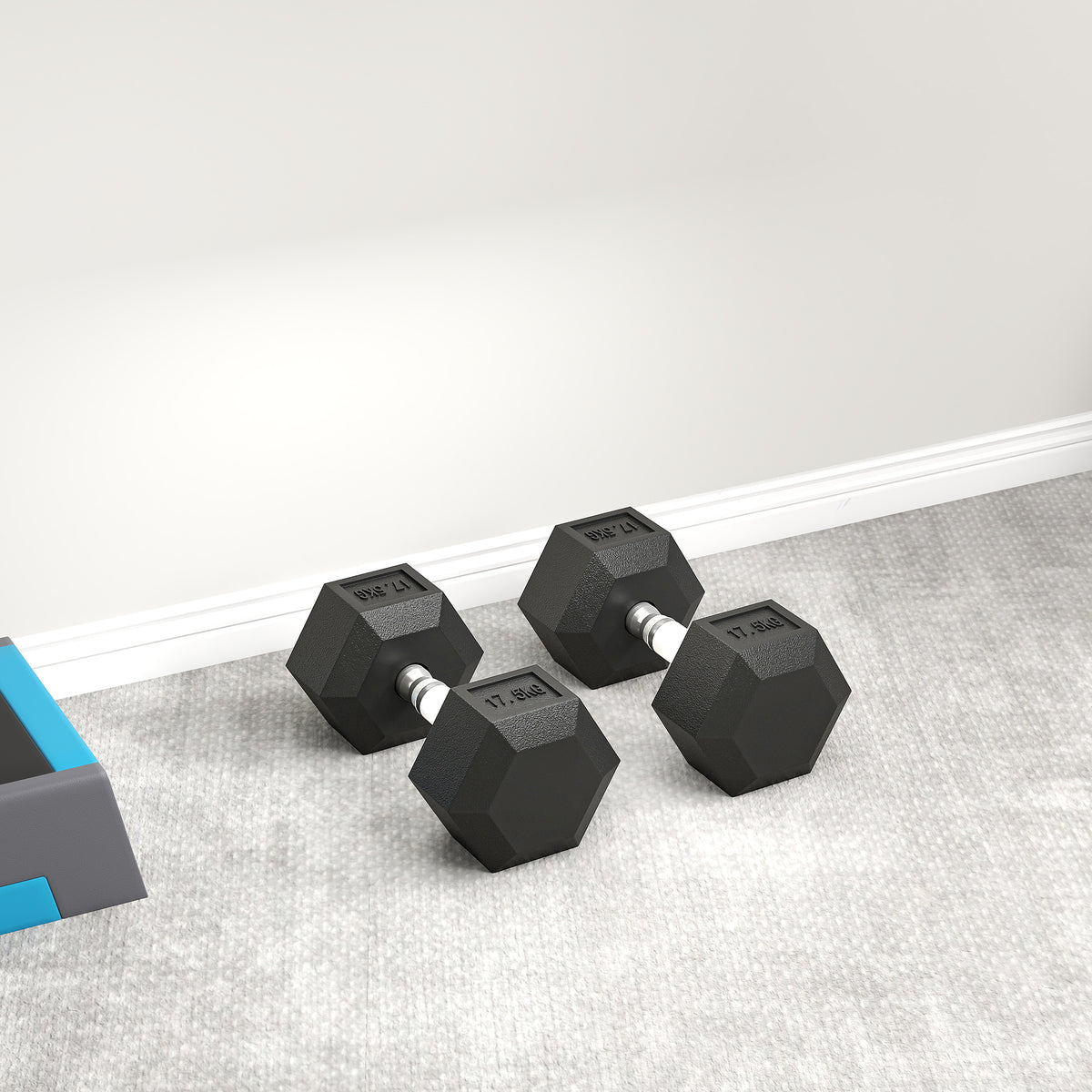Rubber Hex Dumbbell Portable Hand Weights Home Gym | 35kg | Black