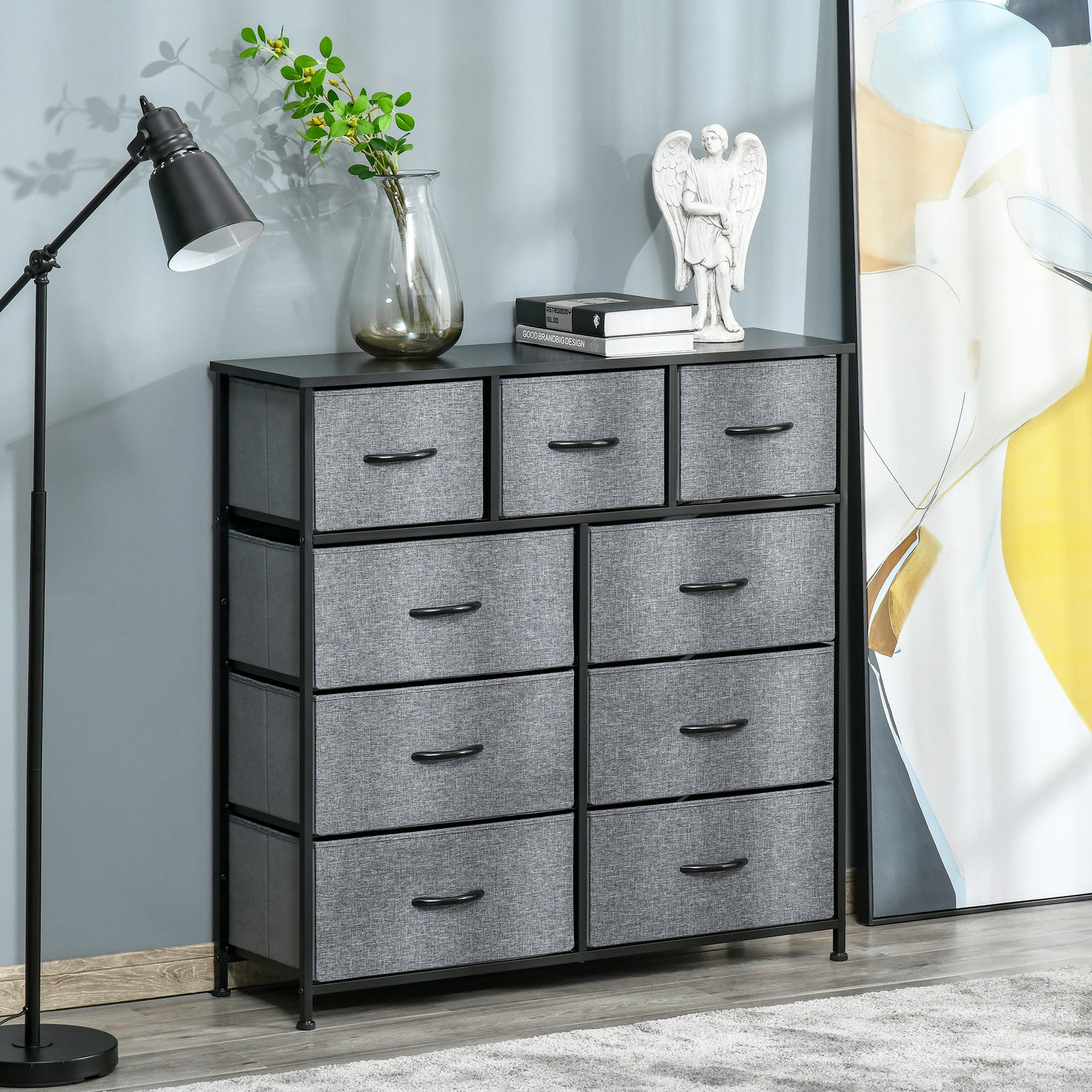 9 Drawers Storage Chest Dresser Organizer Unit Foldable Bin
