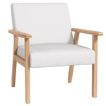 Accent Chair With Wood Frame Wide Seat Linen Armchair