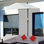 2m Half Balcony Parasol W/ Double Canopy & Base | Cream