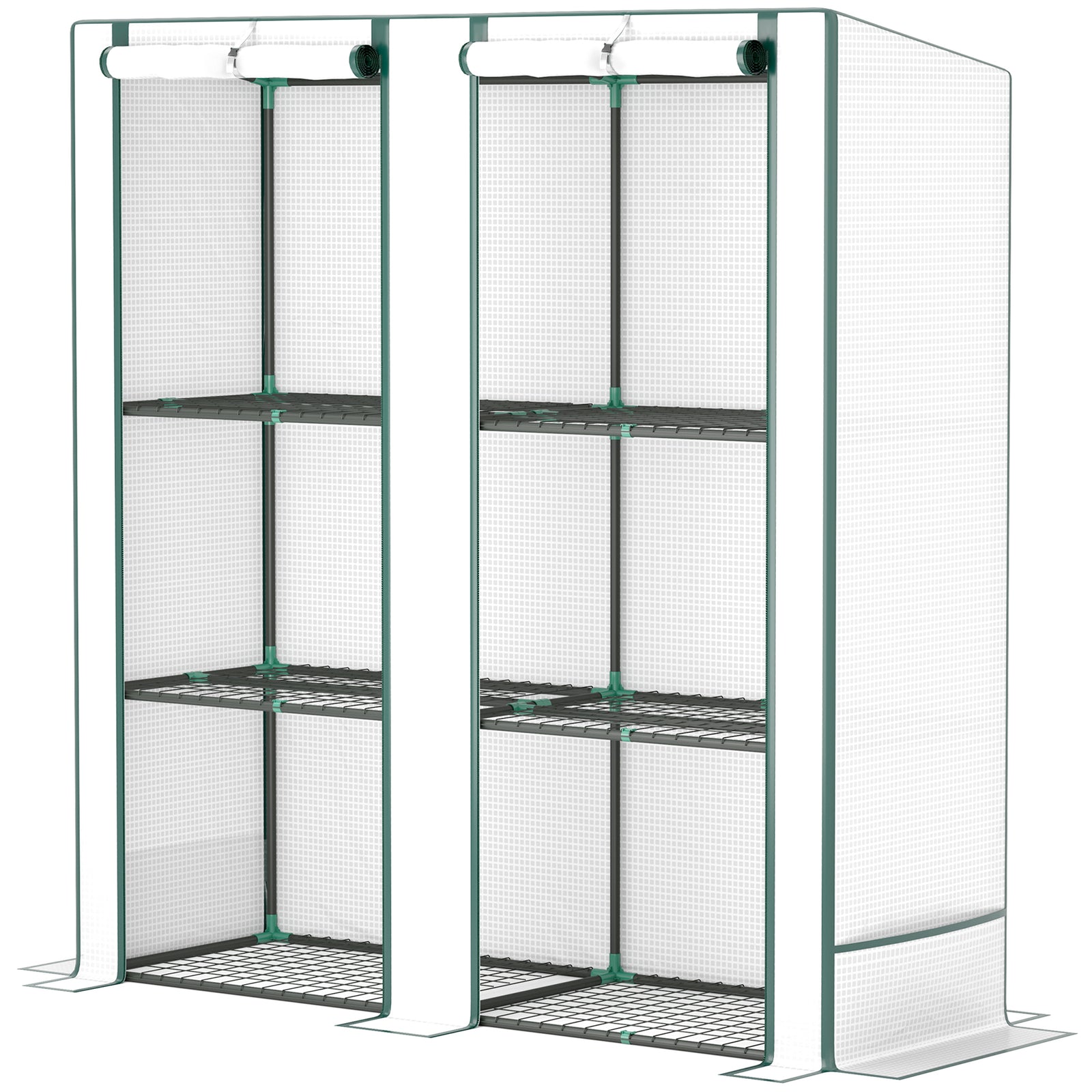 3 Tier Lean-to Mini Greenhouse W/  Hemmed Edging | Green