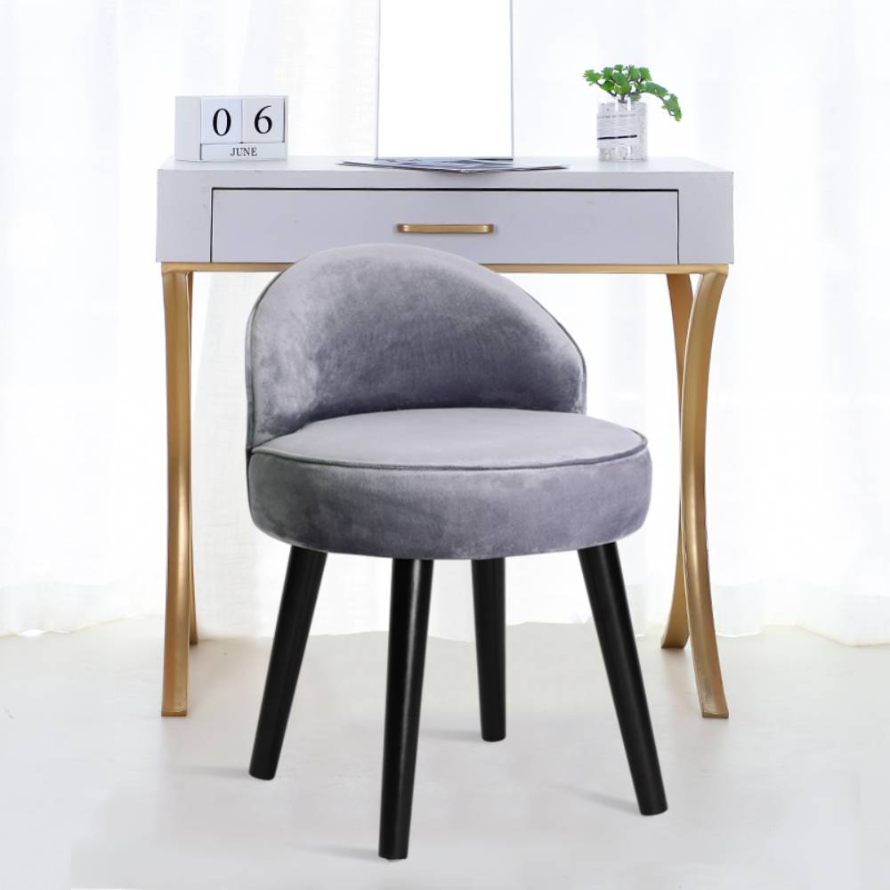 Modern Velvet Slipper Chair Dressing Table Chair With Solid Wood Legs